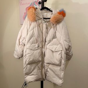 fox fur down jacket